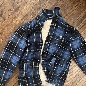 Aeropostale Blue and Black Plaid Shirt Jacket